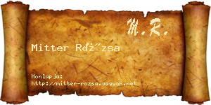 Mitter Rózsa névjegykártya